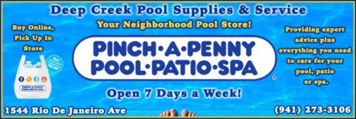 Shop the Deep Creek Pinch A Penny for the best selection of pool supplies including liquid chlorine, tablets, pumps, filters and more!