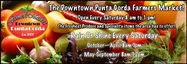 Don't Miss the Downtown Punta Gorda Farmers Market Open Every Saturday 8 am to 1 pm! The freshest Produce and Speciality items the area has to offer!