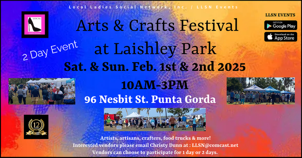 Save the date & join us for the 4th Annual Arts & Crafts Festival being held at Laishley Park.