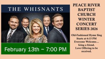 the winsnants in concert starting at 7:00. old fashion hymn sing starts at 6::15.