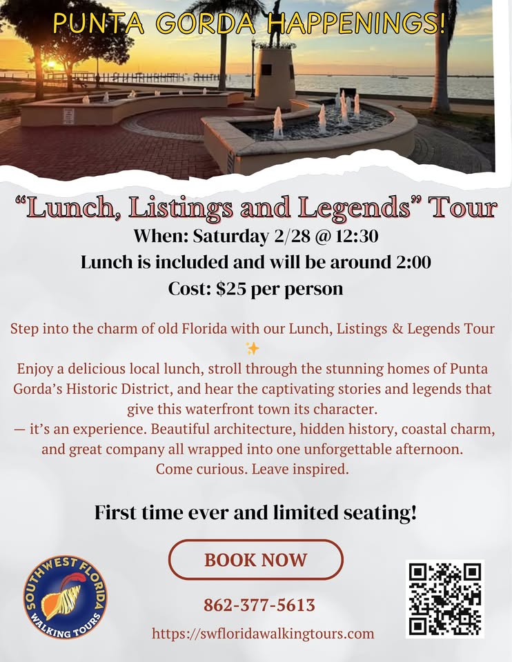 lunch, listings & legends tour of historical downtown punta gorda