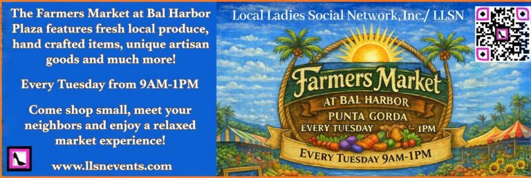 The Farmers Market at Bal Harbor Plaza – Join us every Tuesday from 9AM-1PM and support your local community! Join us every Tuesday from 9AM-1PM and support your local community! The Farmers Market at Bal Harbor Plaza features fresh local produce, hand crafted items, unique artisan goods and much more! Come shop small, meet your neighbors and enjoy a relaxed market experience! https://www.llsnevents.com/ Interested vendors please email Christy Dunn at LLSN@comcast.net for approval. Visit www.llsnevents.com for more information