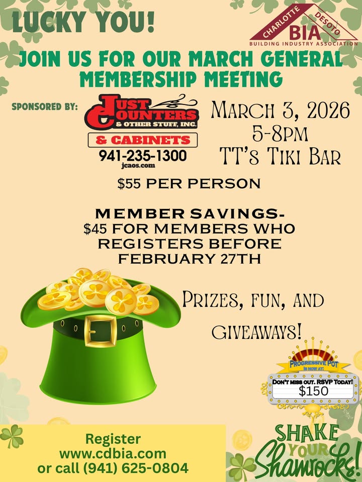 march general membership meeting sponsored by just counters & other stuff, inc