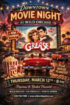 downtown movie night at wild orchid featuring grease
