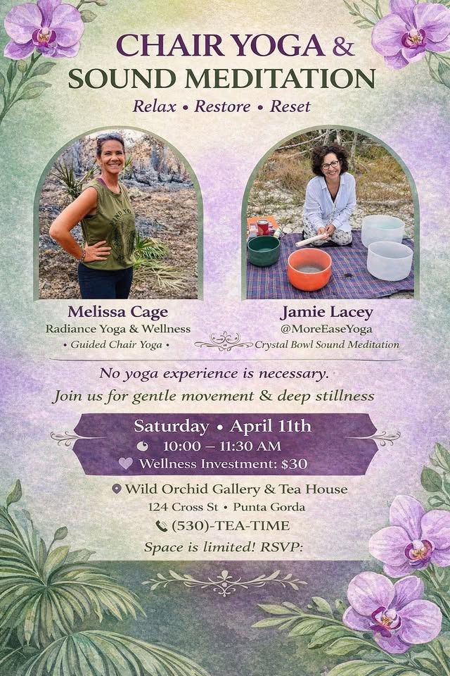 chair yoga and sound bath at wild orchid