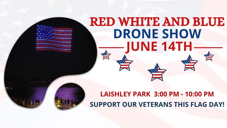 ??flag day drone show red, white, and blue days of punta gorda
