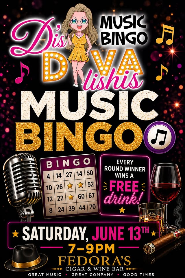 music bingo at fedora's cigar & wine bar