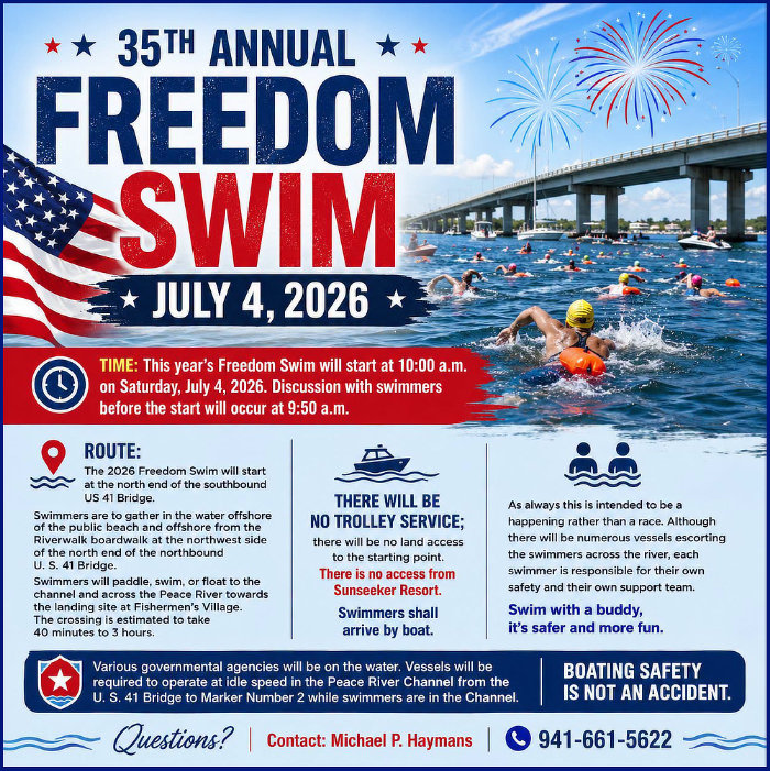 35th Annual Freedom Swim Returns to Punta Gorda on July 4th! 35th Annual Freedom Swim Returns to Punta Gorda on July 4th!