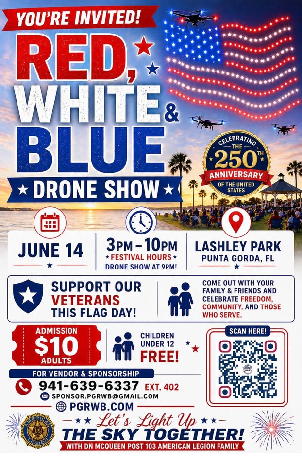 red white & blue drone show