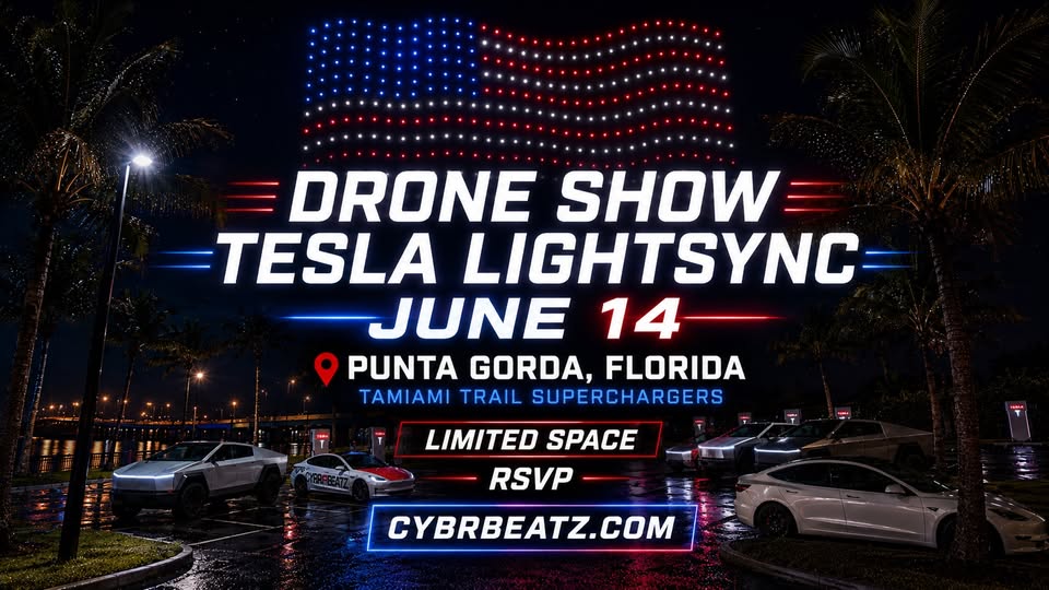 drone show tesla light sync punta gorda, fl superchargers