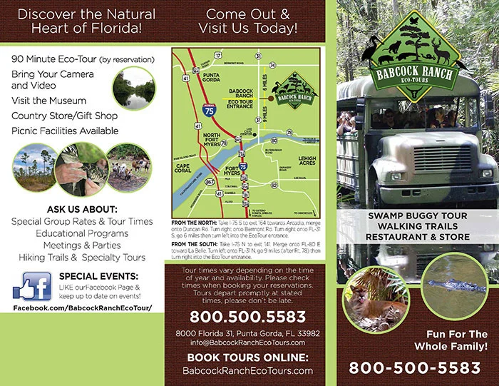 Get close to nature at Babcock Ranch Eco Tours Punta Gorda. BabcockRanch Brochure Page C